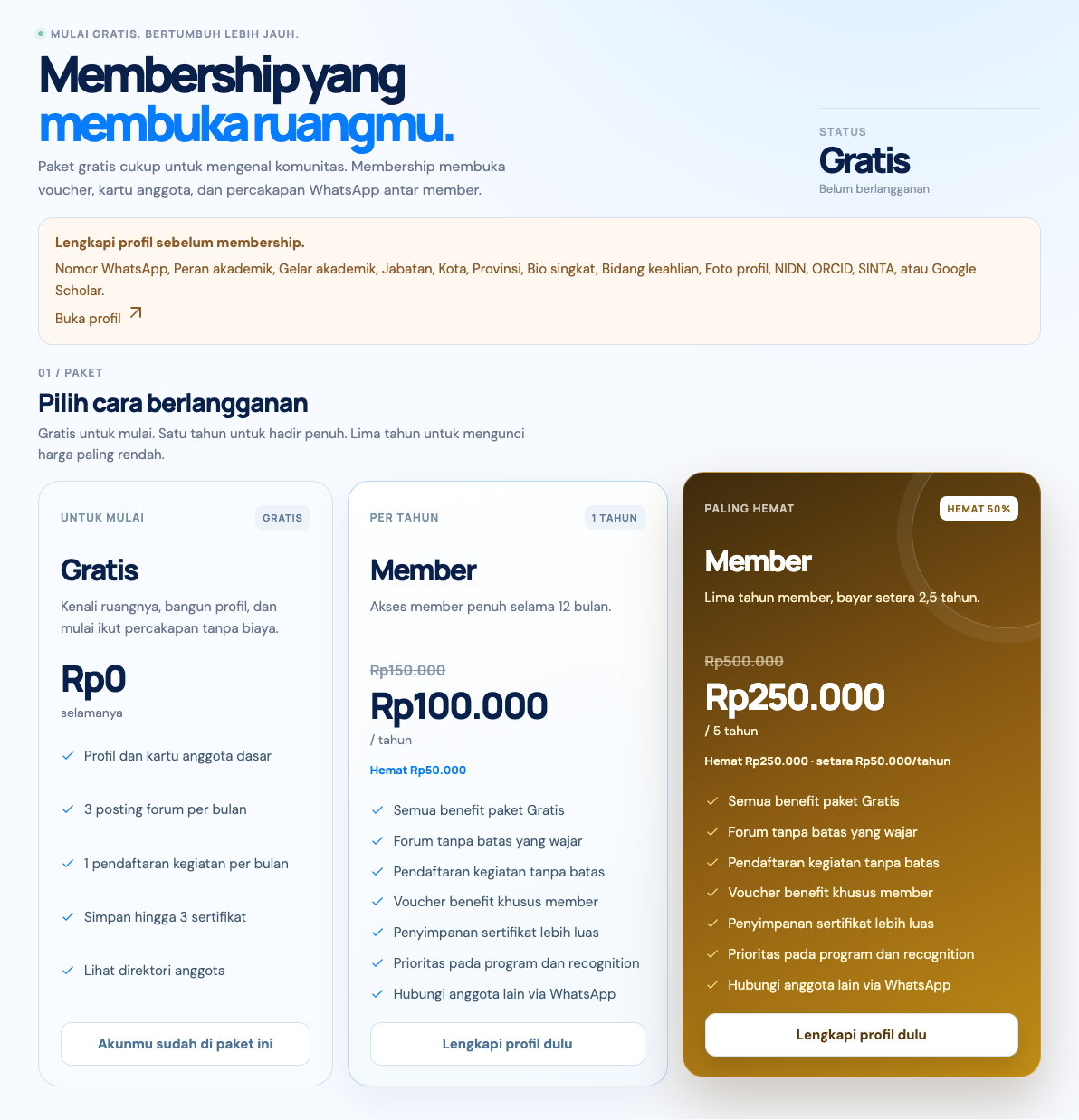 3. Complete your profile first
