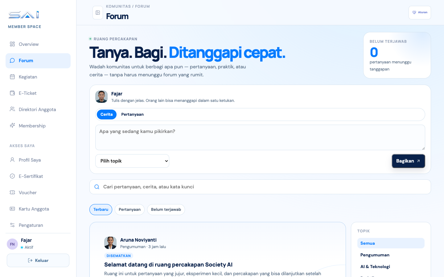 A forum for questions